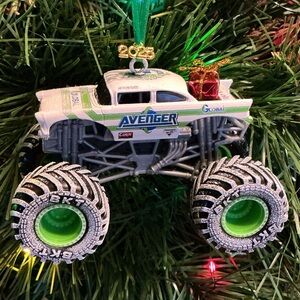 Monster Truck Avenger White Custom made Christmas Ornament w/gift,snow